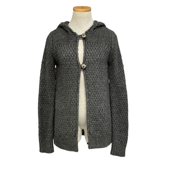 Elisabetta Collection Sweater Cardigan Coatigan Hood Button Knit Gray Size Small - Picture 1 of 16